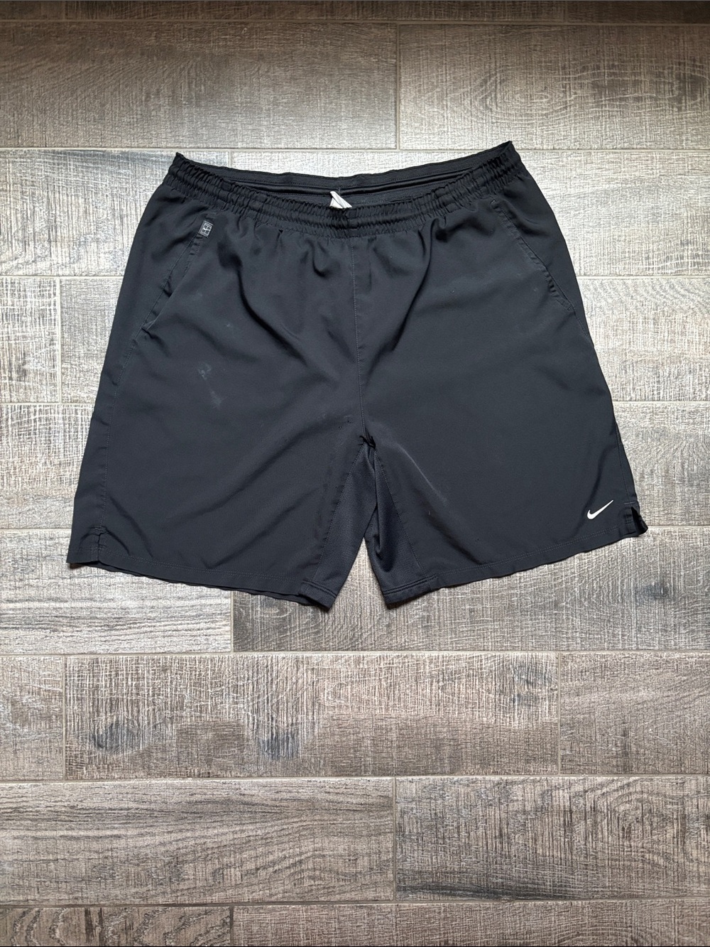 Nike Men’s Black Athletic Shorts with White Swoosh